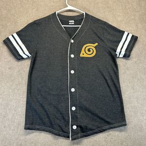 Naruto Team 7 Baseball Jersey Men's Medium Gray Button Up Ripple Junction 2007